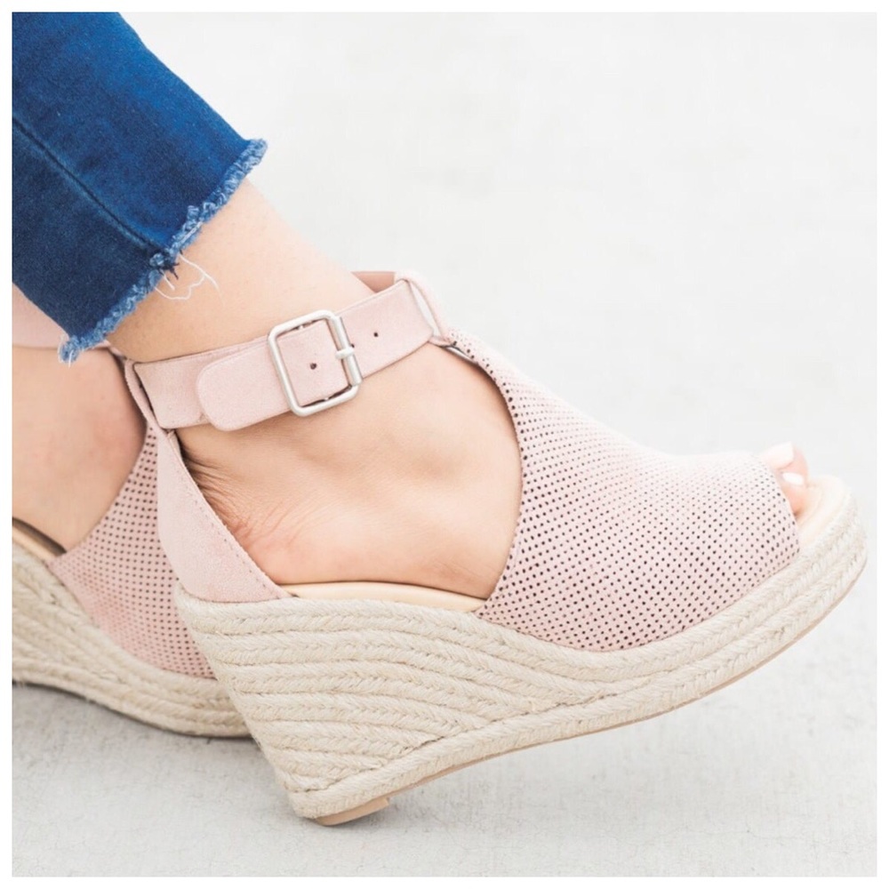 1HR SALE✨ New Mauve blush espadrille wedge sandal - Picture 2 of 2